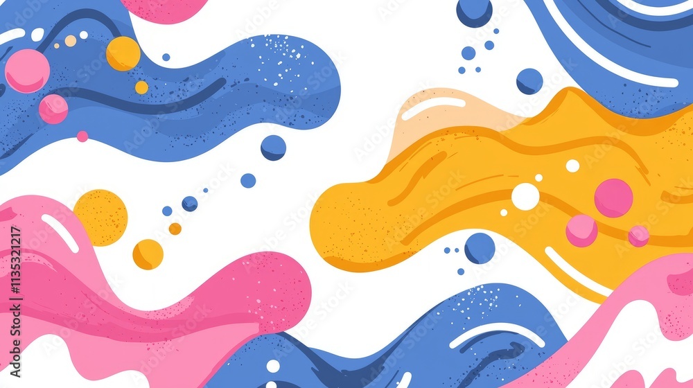 Abstract colorful wave patterns with playful shapes and textures. Abstract colorful wave patterns with playful shapes and textures.