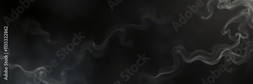 Ethereal, wispy smoke swirls in dark void, swirling, black