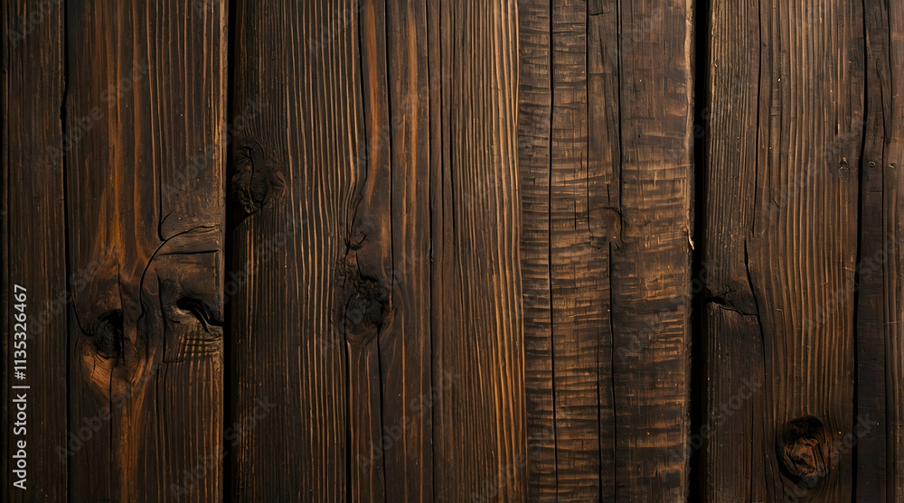 Obraz premium A richly textured dark wood grain background with visible details and warm tones.