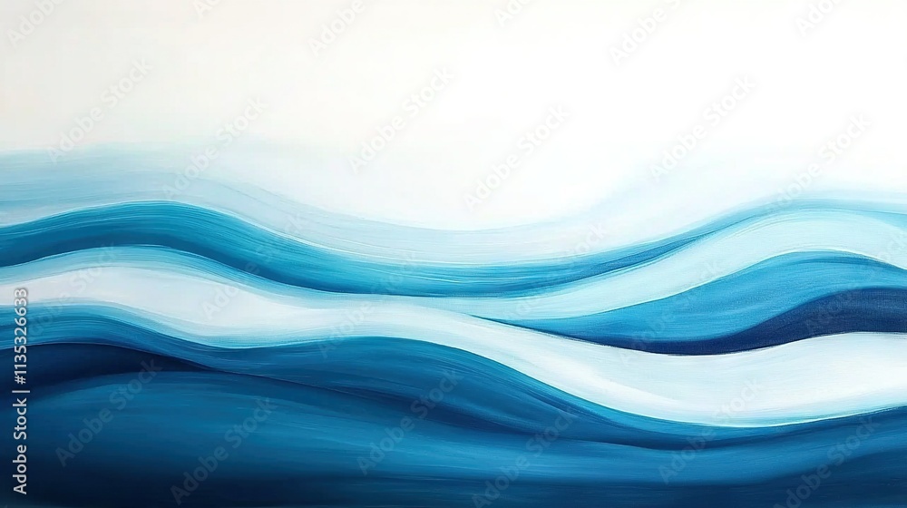A stunning depiction of cerulean waves crashing against a pristine shoreline under an ethereal white sky A stunning depiction of cerulean waves crashing against a pristine shoreline under an ethereal white sky
