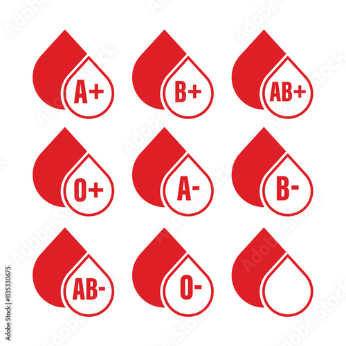 Blood Group Icon Set Vector Design.