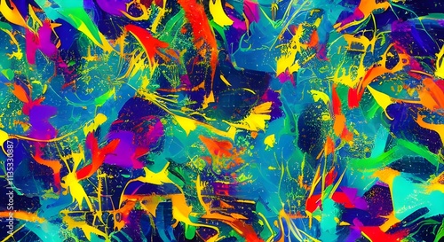 Colorful Abstract Art Backdrops with Dynamic Color Splashes and Bold, Chaotic Accents | 008