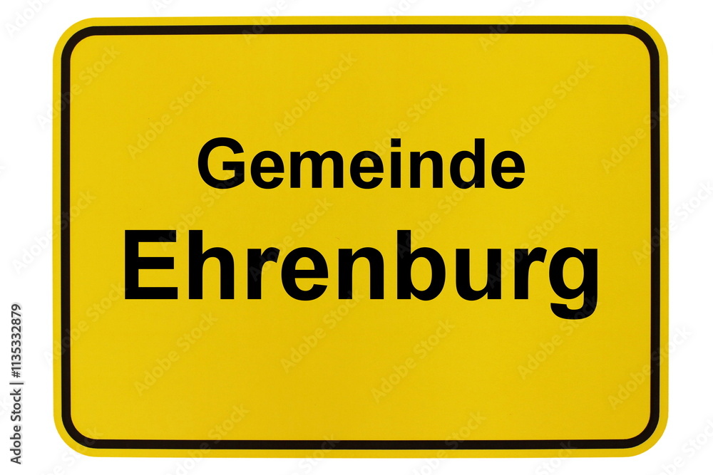 Obraz premium Illustration eines Ortsschildes der Gemeinde Ehrenburg in Niedersachsen