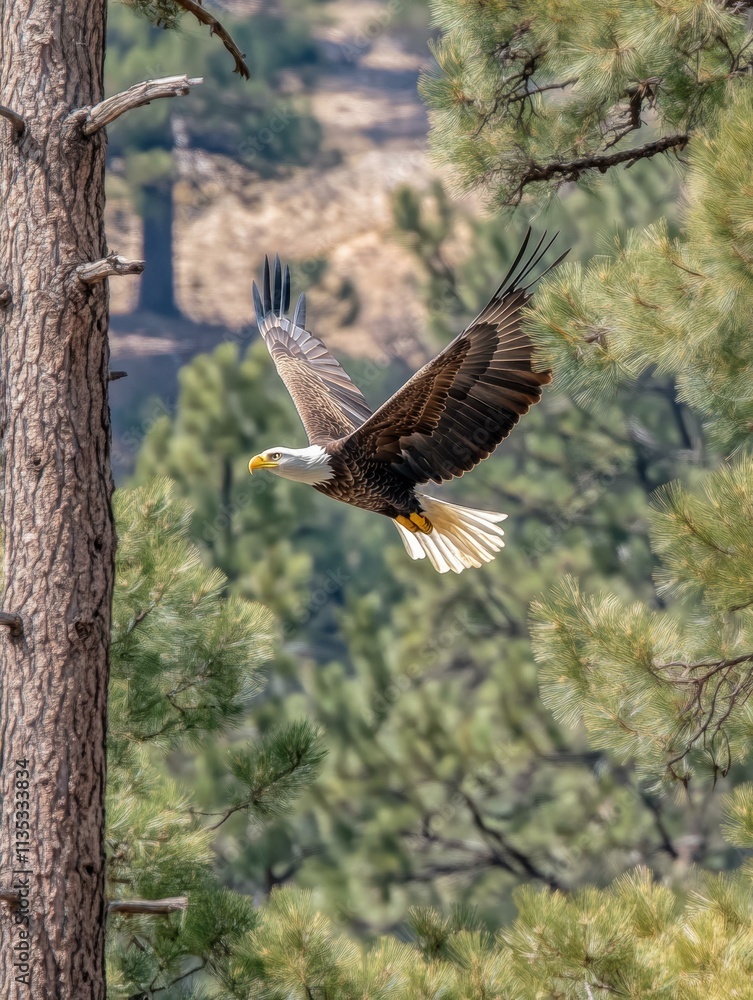 Obraz premium Majestic eagle in flight. AI.