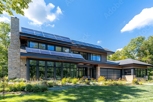 Wallpaper Mural Sunlit Harmony: Modern Home Integrating Solar Energy and Innovative Architecture Torontodigital.ca