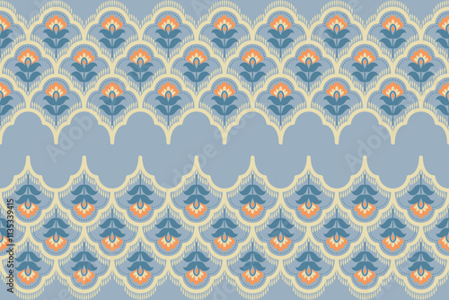 Seamless pattern background Geometric ethnic oriental ikat seamless pattern traditional Design for background, carpet, wallpaper, clothing, wrapping, Batik, fabric, illustration embroidery.