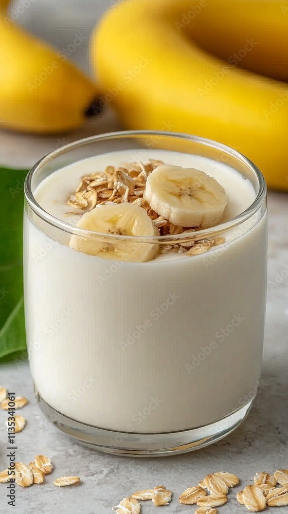 Creamy Yogurt Parfait with Banana and Oats for Breakfast Creamy Yogurt Parfait with Banana and Oats for Breakfast