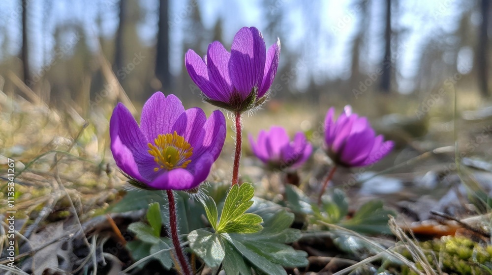 Purple Wildflowers in Spring Forest Purple Wildflowers in Spring Forest