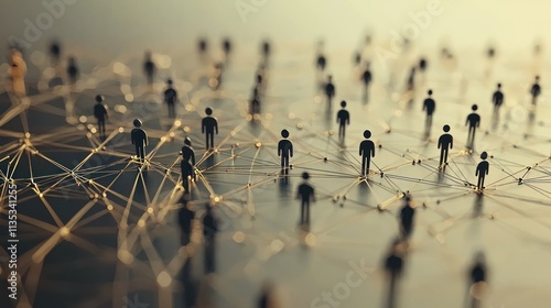 A 3D visualization an online social network, with connecting lines and dots symbolizing global communication and data exchange.