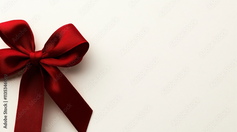 Red satin ribbon bow on white background. Red satin ribbon bow on white background.