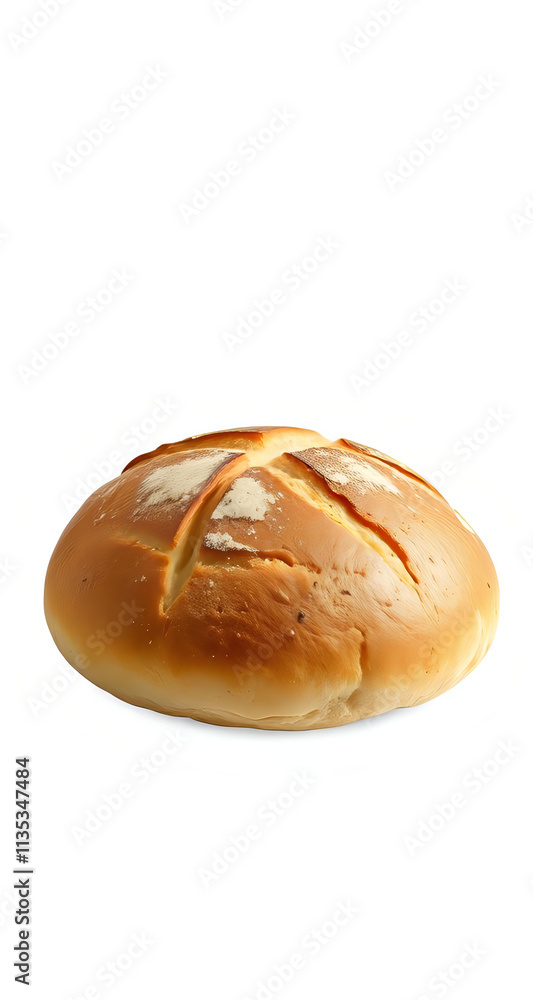 Freshly Baked Round Bread Loaf with Golden Crust and Flour Dusting, Perfect for Artisan Bakery, Food Photography, and Rustic Culinary Themes Freshly Baked Round Bread Loaf with Golden Crust and Flour Dusting, Perfect for Artisan Bakery, Food Photography, and Rustic Culinary Themes