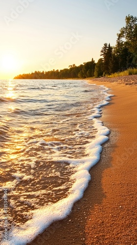 Wallpaper Mural Golden Hour Serenity on a Sandy Beach at Sunset Torontodigital.ca
