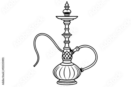 Hookah line art vector art silhouette