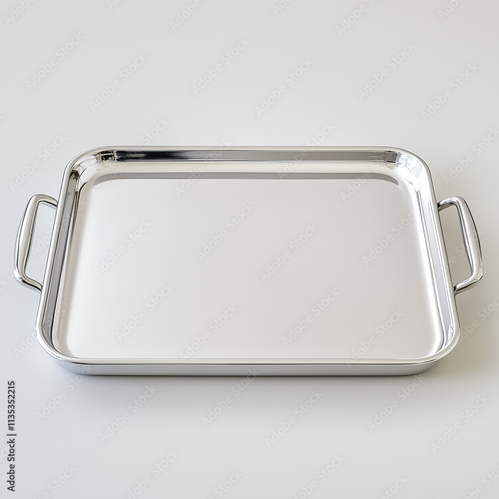 Elegant Hosting: Silver-Plated Serving Tray in Close-Up Elegant Hosting: Silver-Plated Serving Tray in Close-Up