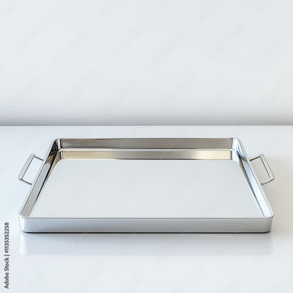Fine Dining Accessory: Silver-Plated Serving Tray in Detailed View Fine Dining Accessory: Silver-Plated Serving Tray in Detailed View