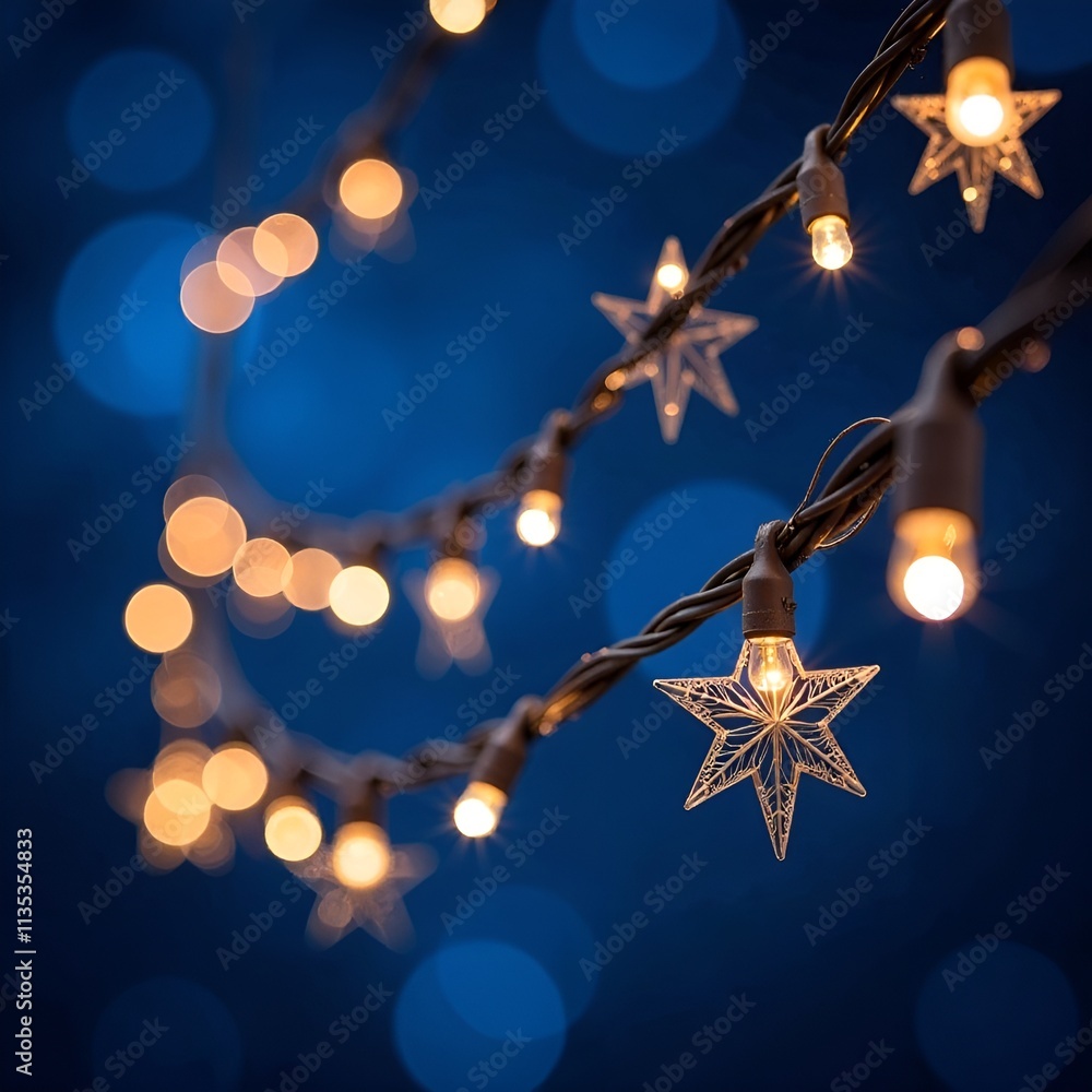 Christmas background with stars string lights on night abstract defocused bokeh Christmas background with stars string lights on night abstract defocused bokeh