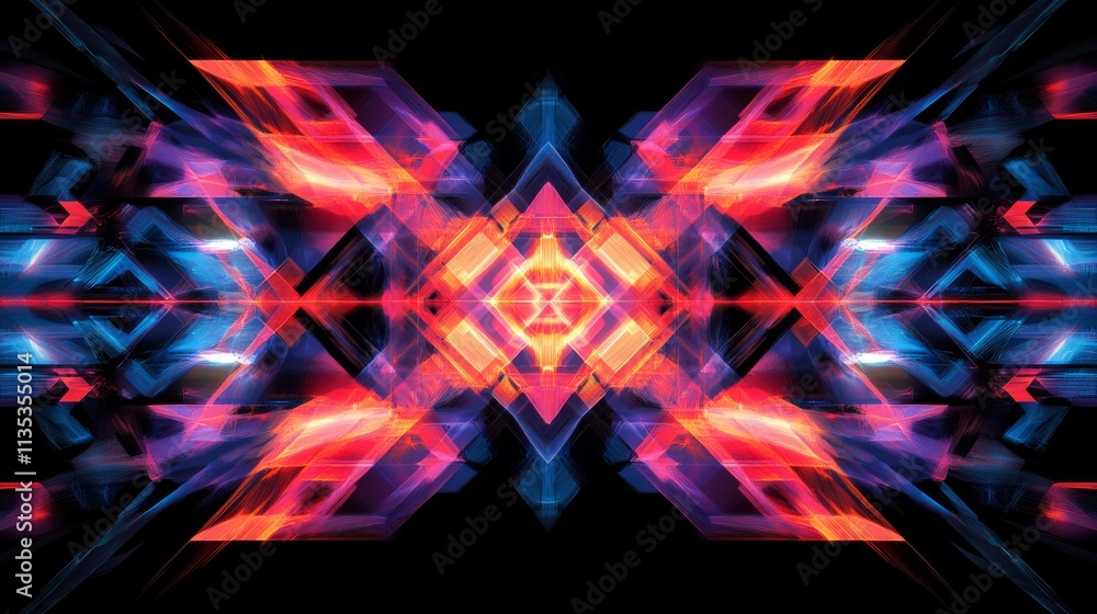 Electrifying neon abstract design with sharp geometric patterns and a radiant color palette of pink, blue, and red. Ideal for tech or digital artwork needs.. AI Generation. AI Generation Electrifying neon abstract design with sharp geometric patterns and a radiant color palette of pink, blue, and red. Ideal for tech or digital artwork needs.. AI Generation. AI Generation