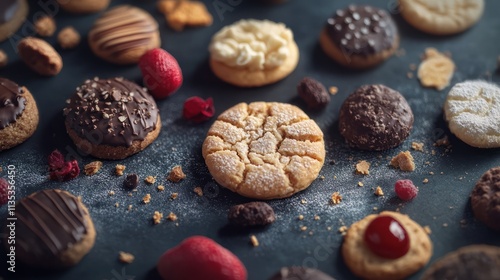 Various crumbl cookies professional advertising food photography photo