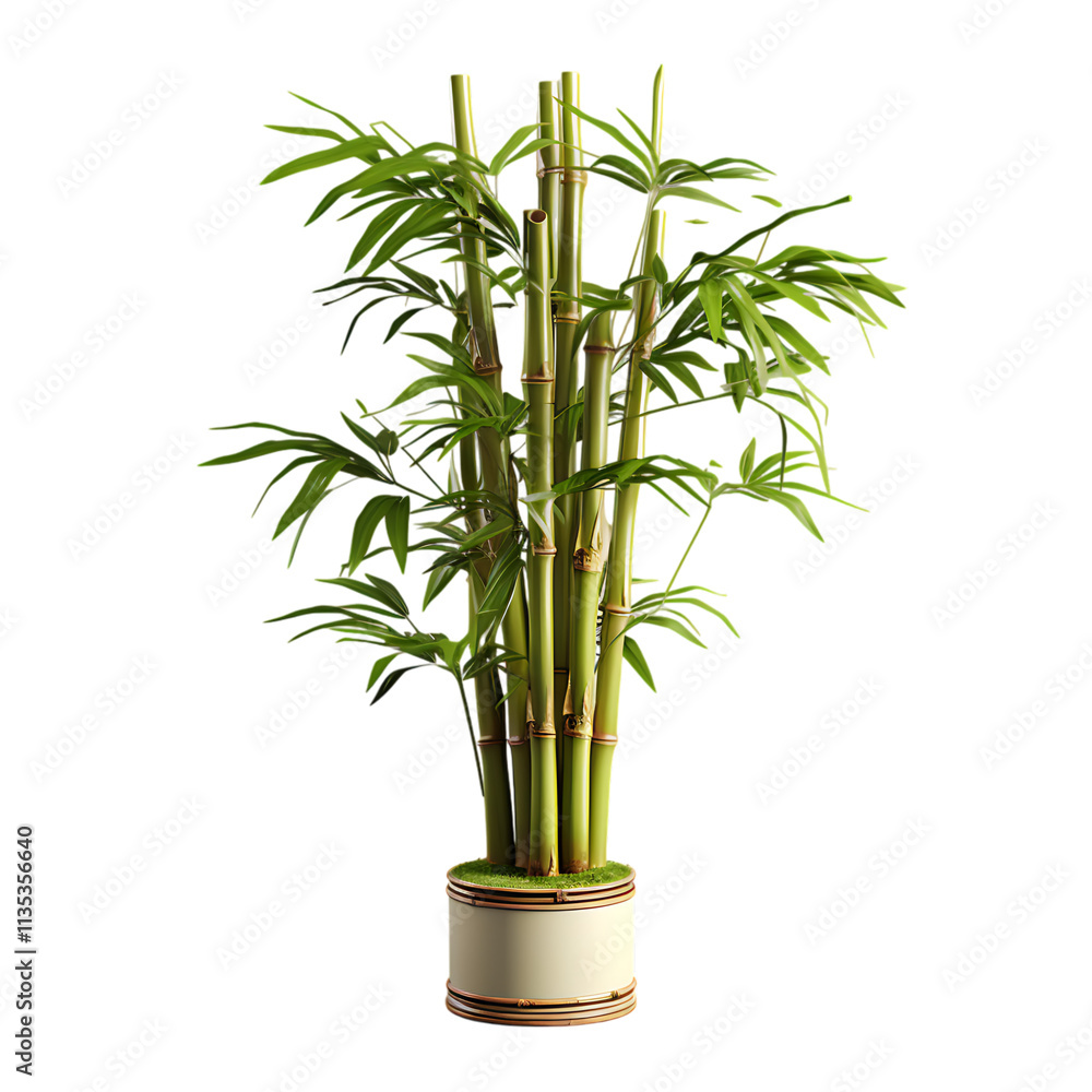 Fototapeta premium Beautiful Bamboo Plant in a Pot PNG Cutout with Transparent Background for Indoor Gardening and Nature-Inspired Decor