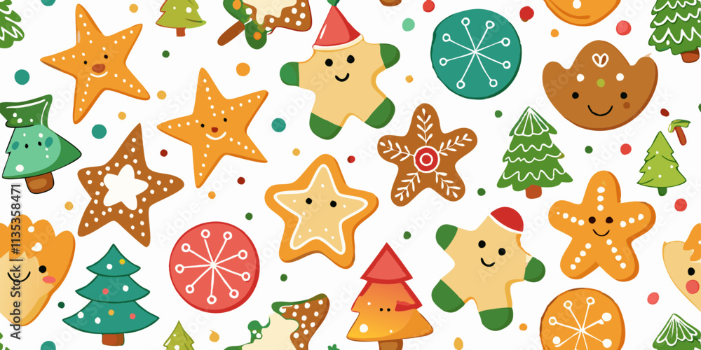 Ταπετσαρία A seamless pattern of various colorful and cartoonish gingerbread cookies