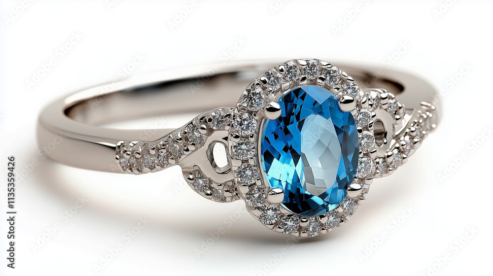 Blue ring jewelry with sparkling gemstone and intricate design Blue ring jewelry with sparkling gemstone and intricate design