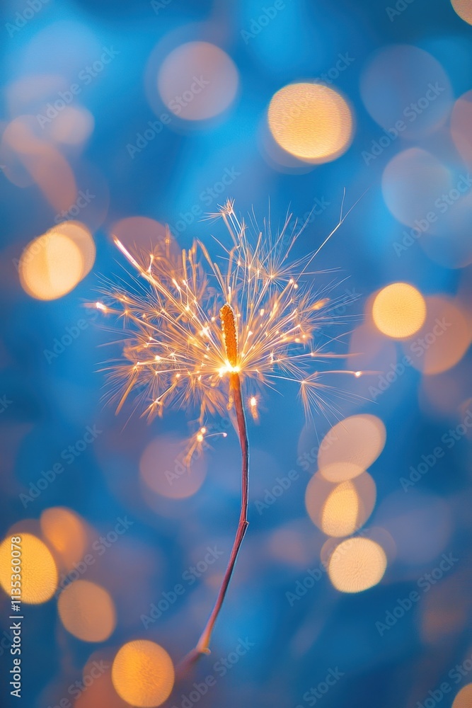 Obraz premium Glowing sparkler against a bokeh background.