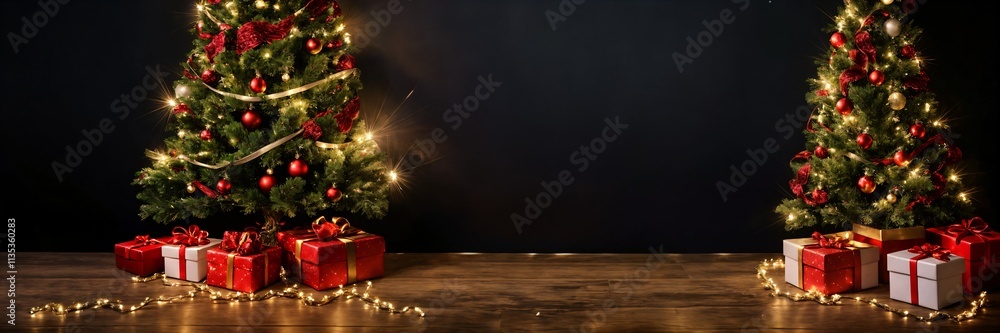 Whimsical Merry Christmas and Happy New Year Banner Design - Cheerful Winter Scene with Santa Claus, Reindeer, and Festive Elements for Holiday Fun Whimsical Merry Christmas and Happy New Year Banner Design - Cheerful Winter Scene with Santa Claus, Reindeer, and Festive Elements for Holiday Fun