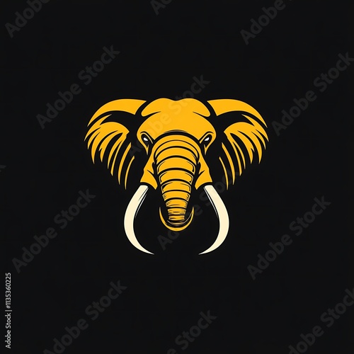 Majestic Yellow Elephant Head Graphic Design photo