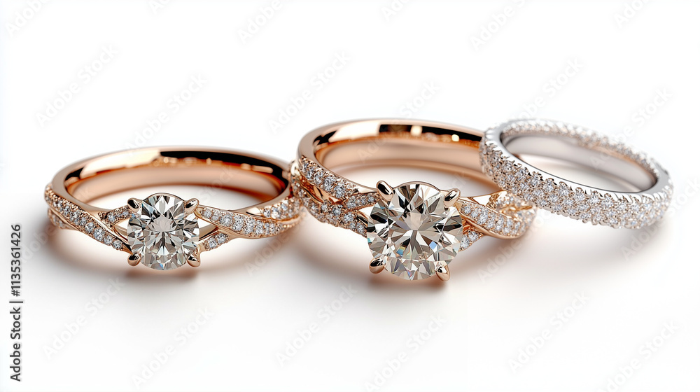 Rings featuring elegant engagement and wedding rings with diamonds and a modern design Rings featuring elegant engagement and wedding rings with diamonds and a modern design