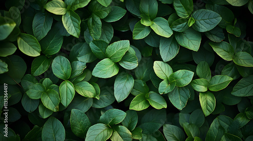 Green Mint Leaf Surface Texture: Natural Plant Background