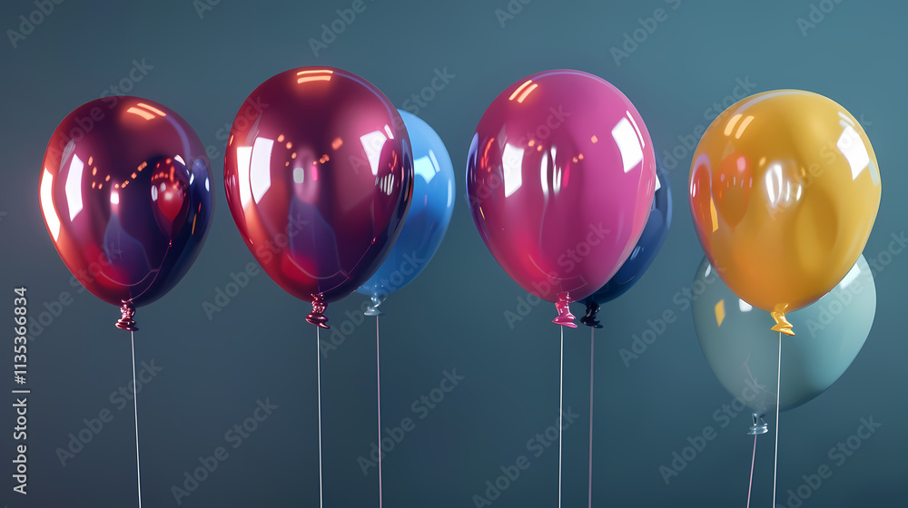 Colorful Balloons Against a Dark Background: A cluster of vibrant balloons, each a different shade of red, blue, yellow, and green, are arranged against a dark background. Colorful Balloons Against a Dark Background: A cluster of vibrant balloons, each a different shade of red, blue, yellow, and green, are arranged against a dark background.