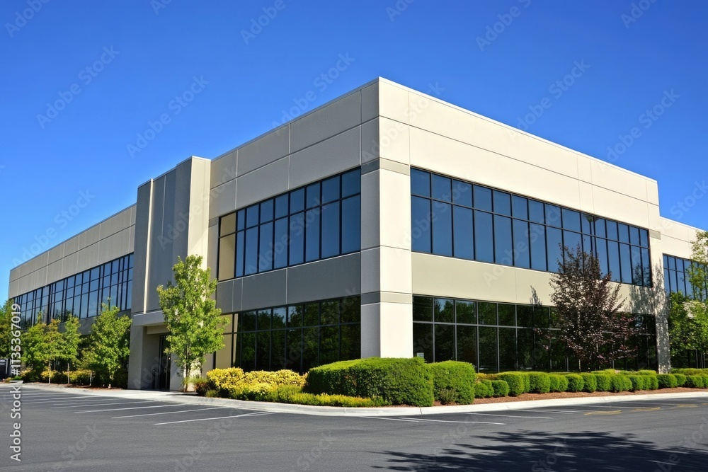 Sleek Modern Headquarters: A Contemporary Commercial Building in an Industrial Park Sleek Modern Headquarters: A Contemporary Commercial Building in an Industrial Park