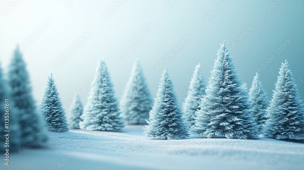 Snowy winter forest scene with frosted evergreen trees. Snowy winter forest scene with frosted evergreen trees.