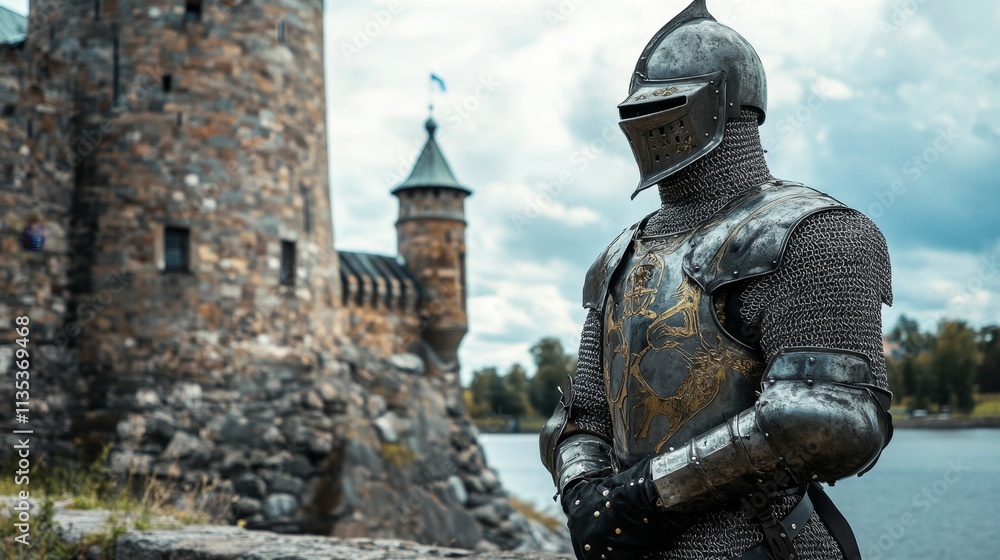 Medieval Knight in Armor by a Castle Medieval Knight in Armor by a Castle