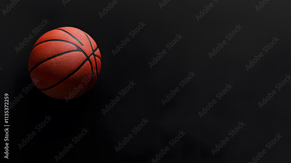 A basketball set against a black background, featuring panoramic views or a blank space. A basketball set against a black background, featuring panoramic views or a blank space.