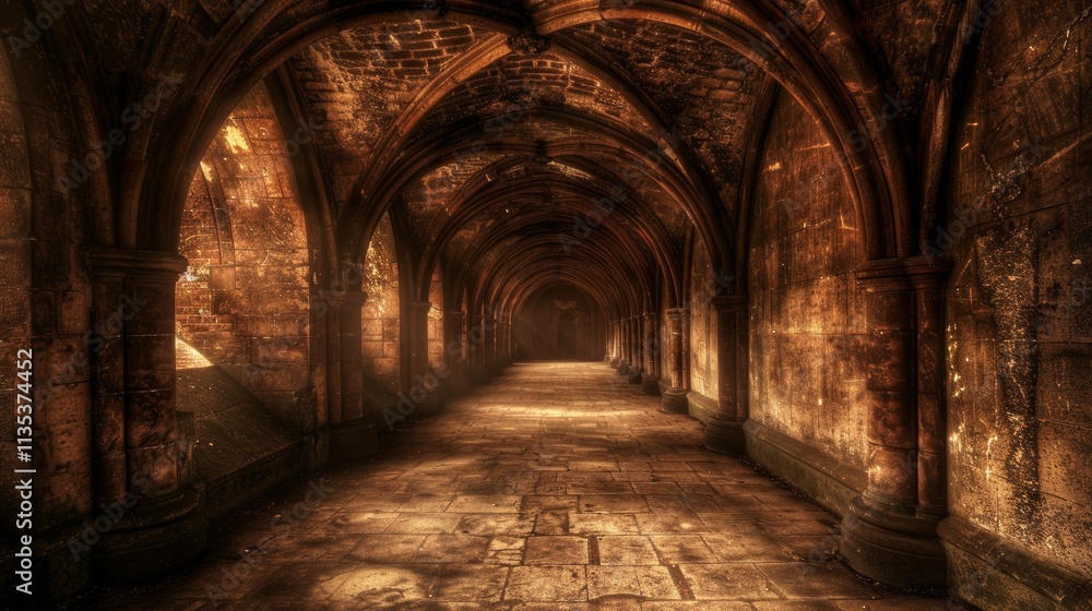 Mysterious Stone Archway Corridor, Architectural Wonder of the Ancient World, Historical Building Mysterious Stone Archway Corridor, Architectural Wonder of the Ancient World, Historical Building