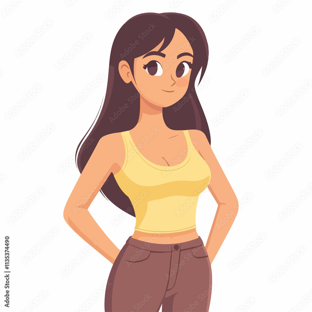 Cute Cartoon Vector Illustration of Young Woman's Body for Design Projects Cute Cartoon Vector Illustration of Young Woman's Body for Design Projects