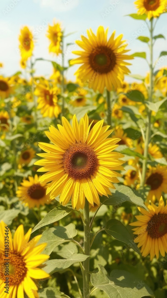 A vibrant yellow sunflower blooms brightly in a sun-drenched field, green, image A vibrant yellow sunflower blooms brightly in a sun-drenched field, green, image