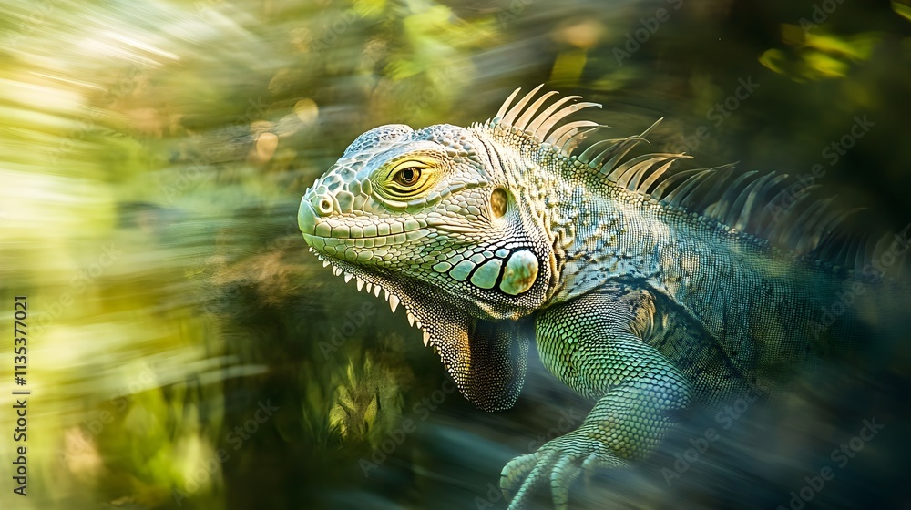 Obraz premium iguana on a tree good for a pet blog