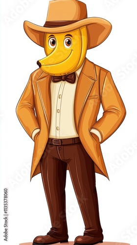 The Dapper Banana Gentleman in a Brown Suit and Hat photo