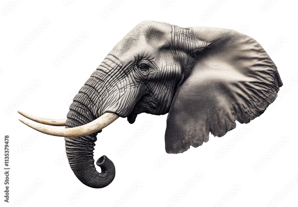 Obraz premium Majestic elephant head showcasing detailed features and textures in a striking portrait