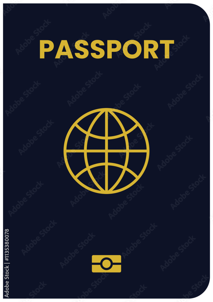 Black Passport with World Icon for Travel Black Passport with World Icon for Travel