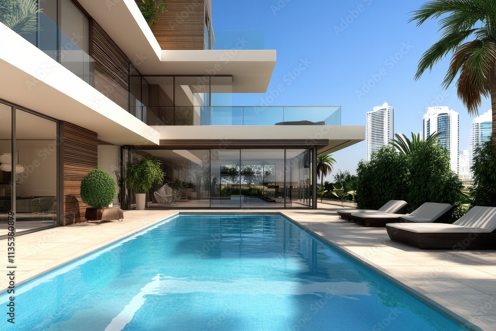 Modern architecture and swimming pool Modern architecture and swimming pool