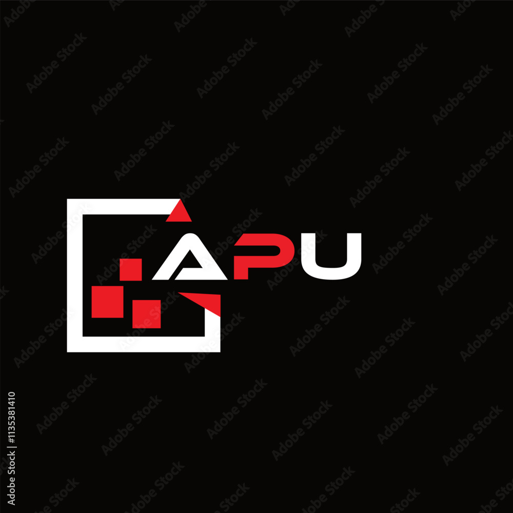 Obraz premium APU creative minimalist letter logo. APU unique vector initials alphabet letter logo design APU creative minimalist letter logo. APU unique vector initials alphabet letter logo design