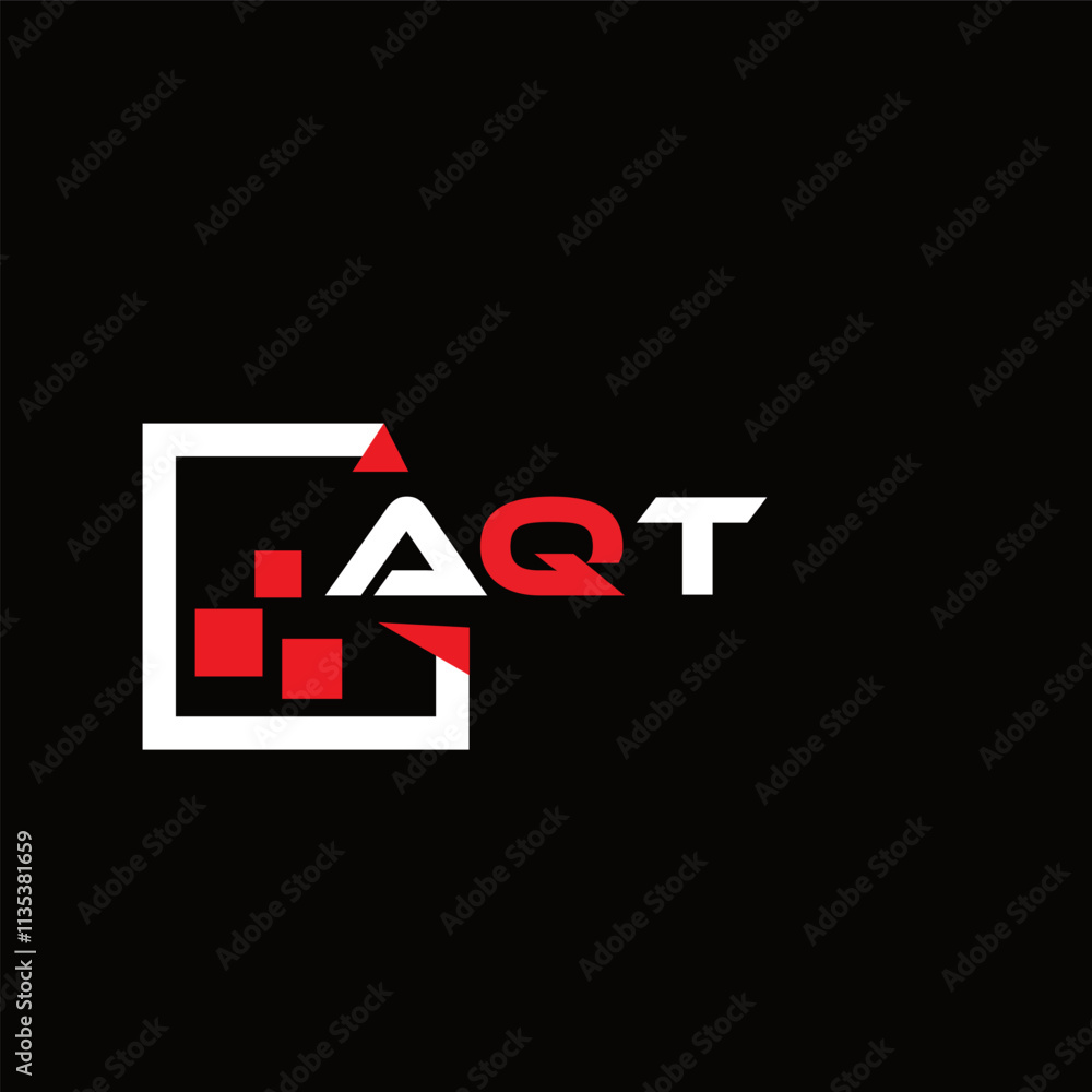 Obraz premium AQT creative minimalist letter logo. AQT unique vector initials alphabet letter logo design