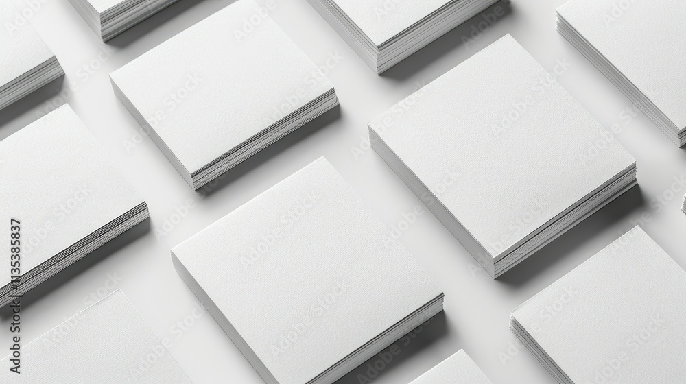 Fototapeta premium A collection of blank white sheets stacked in neat arrangements for various uses.