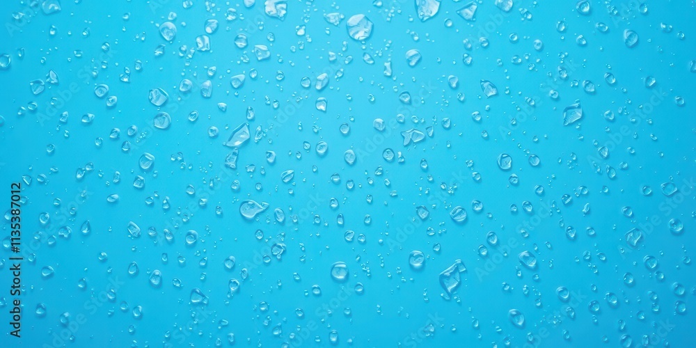 Water droplets on a vibrant blue background creating a soothing and surreal atmosphere, blue background, fresh, nature Water droplets on a vibrant blue background creating a soothing and surreal atmosphere, blue background, fresh, nature