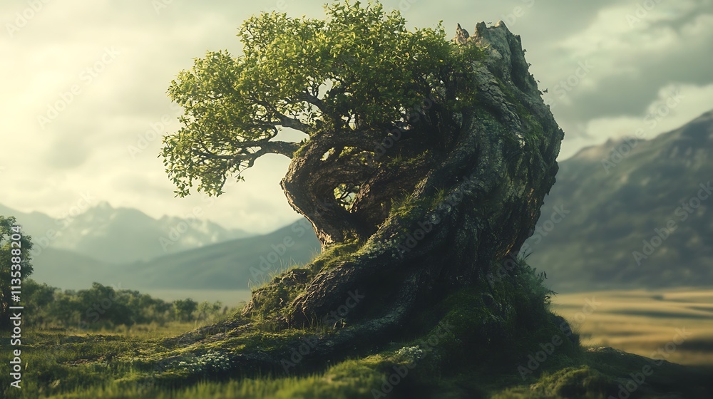 Fototapeta premium Mystical ancient tree, nature, fantasy, landscape, environment, serenity