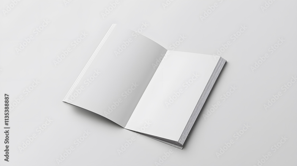 A photorealistic brochure mockup displayed on a light grey background. A photorealistic brochure mockup displayed on a light grey background.