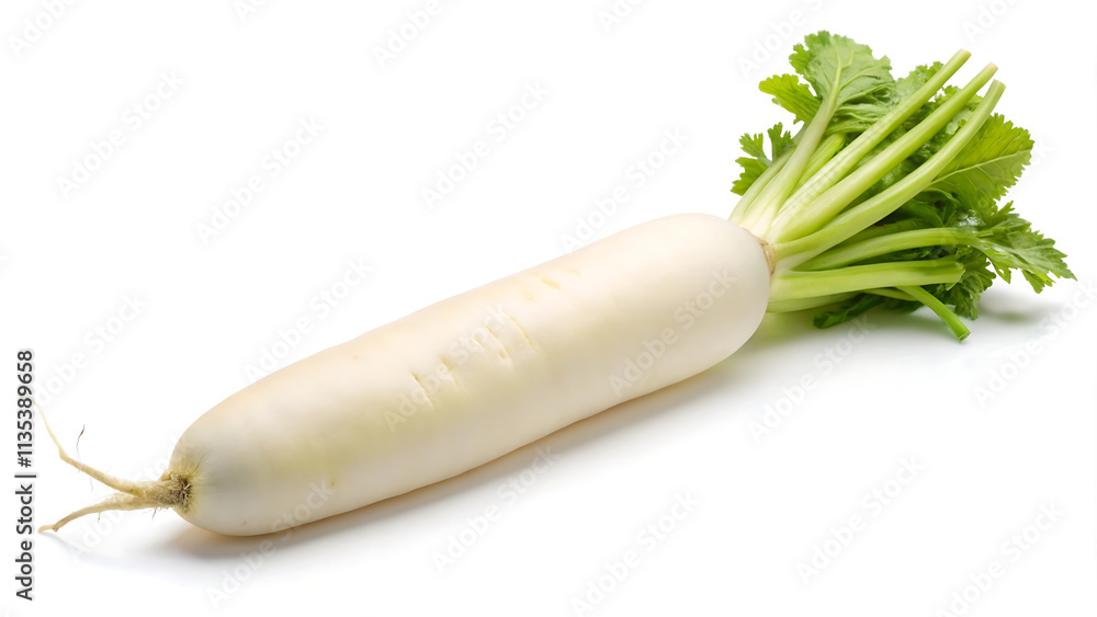 Daikon Radish on White Background